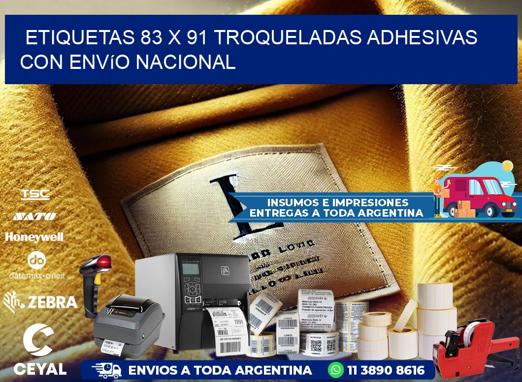 Etiquetas 83 x 91 troqueladas adhesivas con envío nacional