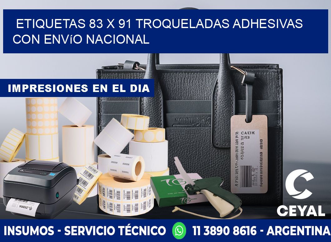 Etiquetas 83 x 91 troqueladas adhesivas con envío nacional