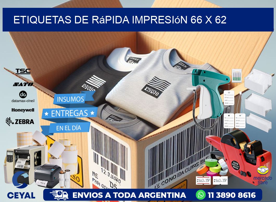 Etiquetas de rápida impresión 66 x 62