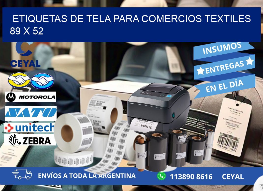 Etiquetas de tela para comercios textiles  89 x 52