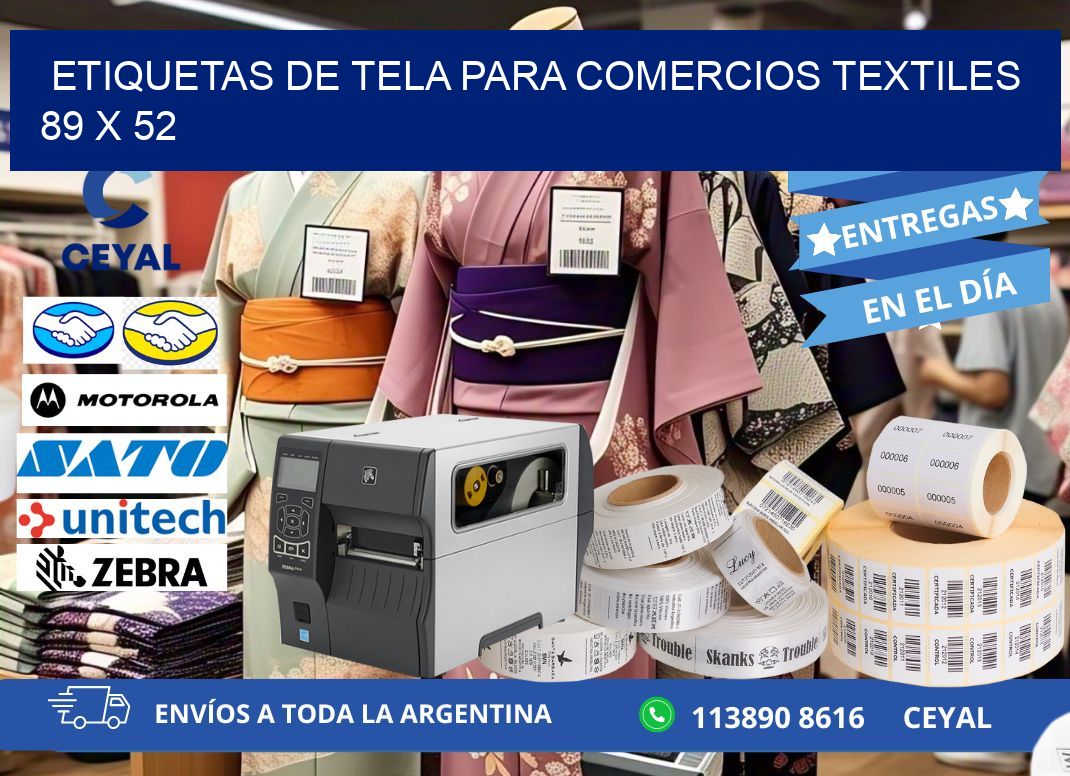 Etiquetas de tela para comercios textiles  89 x 52