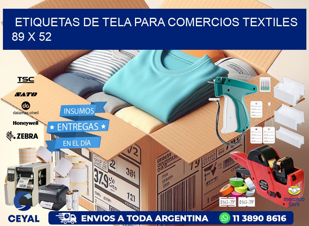 Etiquetas de tela para comercios textiles  89 x 52