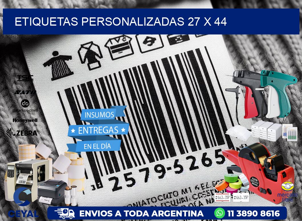 Etiquetas personalizadas 27 x 44