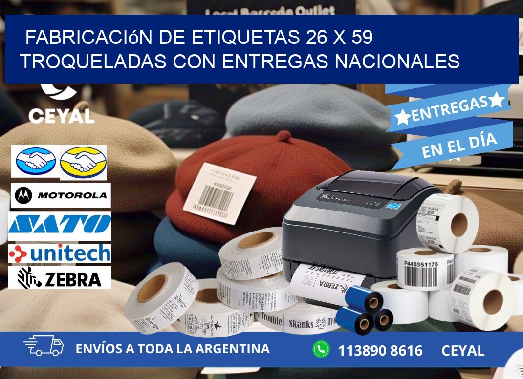 Fabricación de etiquetas 26 x 59 troqueladas con entregas nacionales