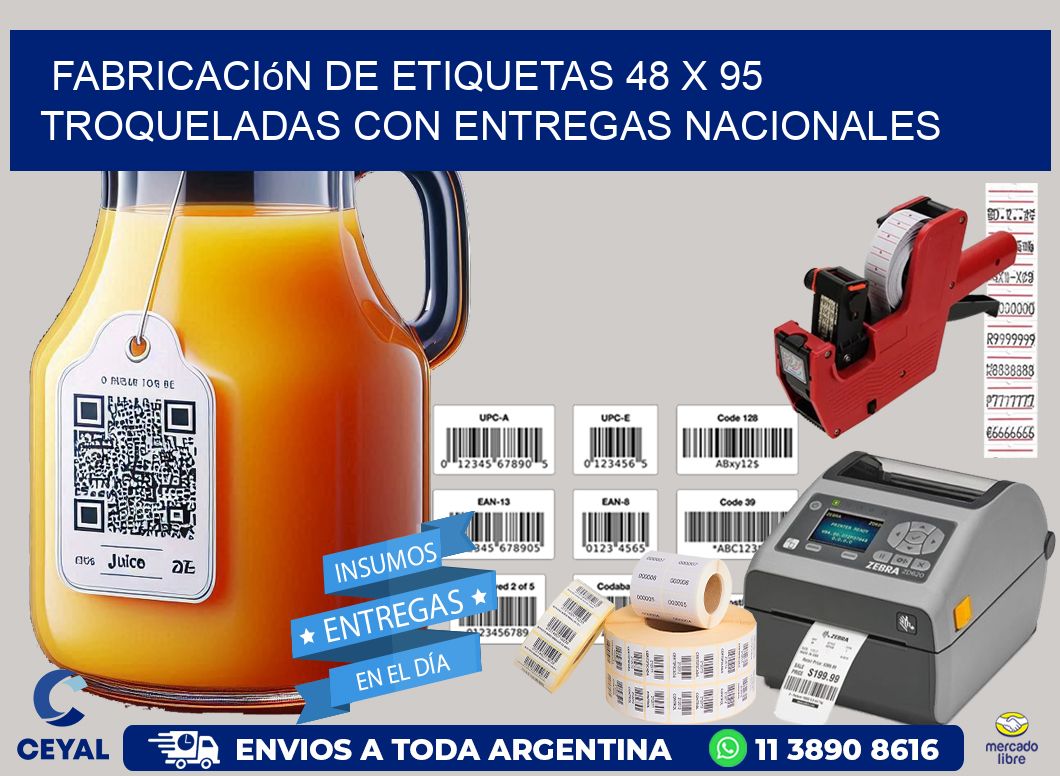 Fabricación de etiquetas 48 x 95 troqueladas con entregas nacionales
