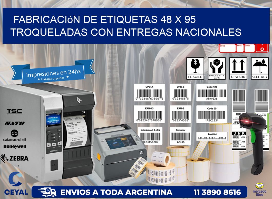 Fabricación de etiquetas 48 x 95 troqueladas con entregas nacionales