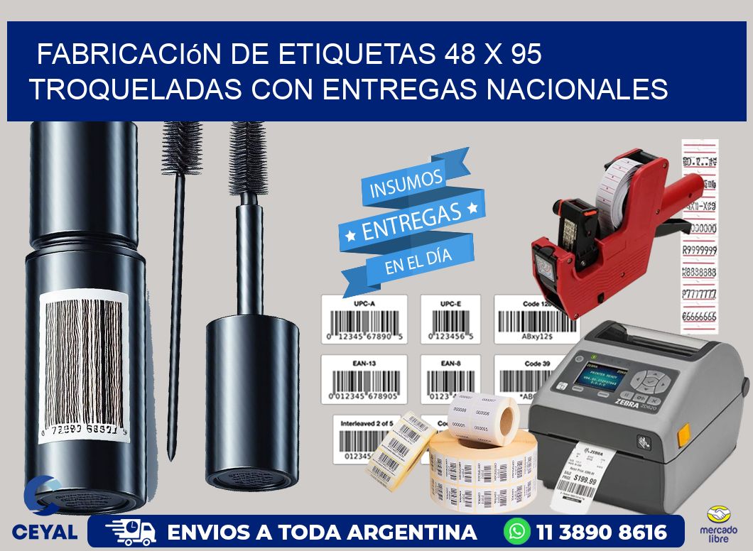 Fabricación de etiquetas 48 x 95 troqueladas con entregas nacionales