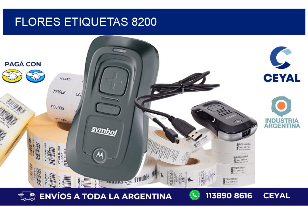 Flores etiquetas 8200
