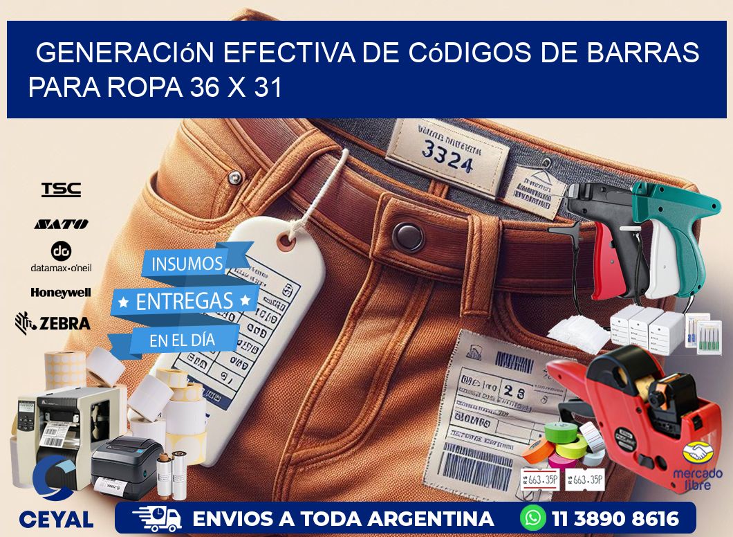 Generación Efectiva de Códigos de Barras para Ropa 36 x 31