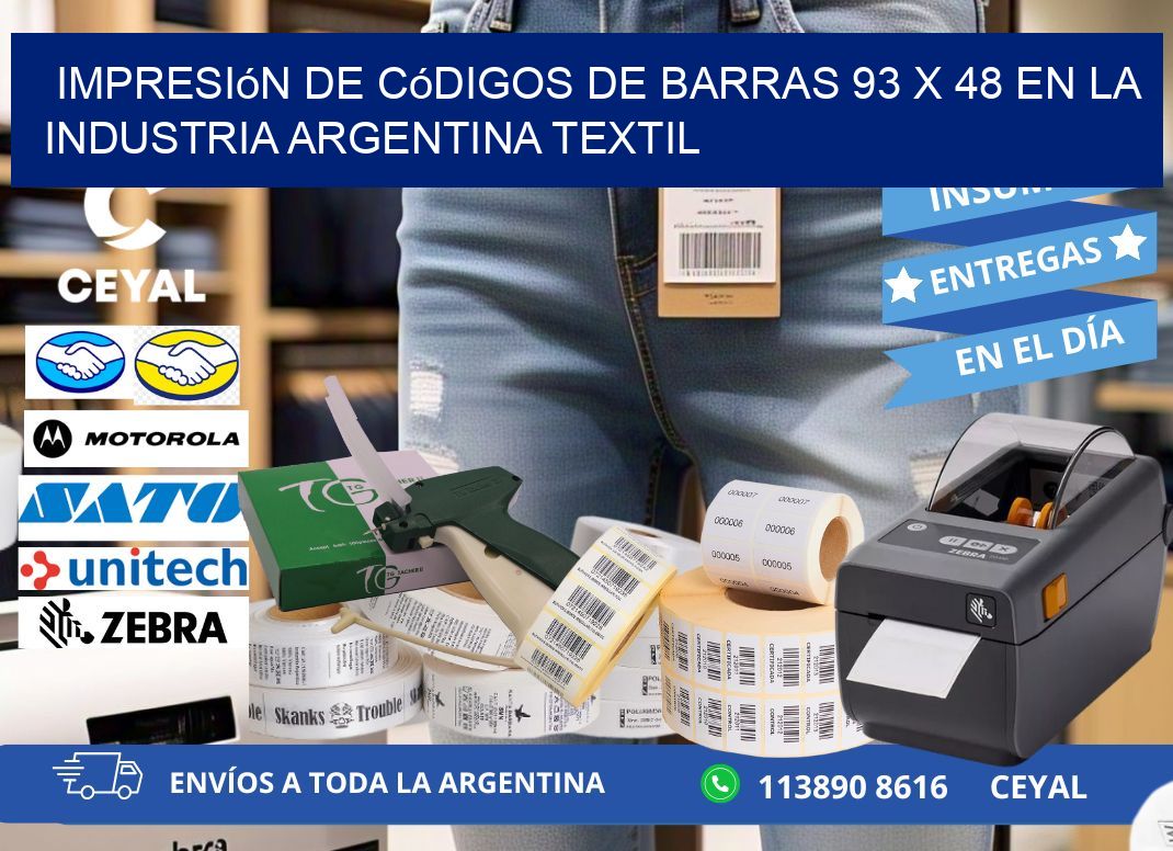 Impresión de Códigos de Barras 93 x 48 en la Industria argentina textil