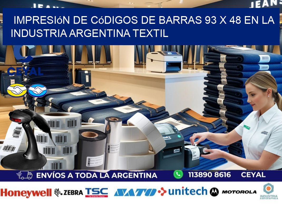 Impresión de Códigos de Barras 93 x 48 en la Industria argentina textil