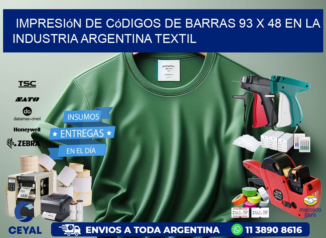 Impresión de Códigos de Barras 93 x 48 en la Industria argentina textil