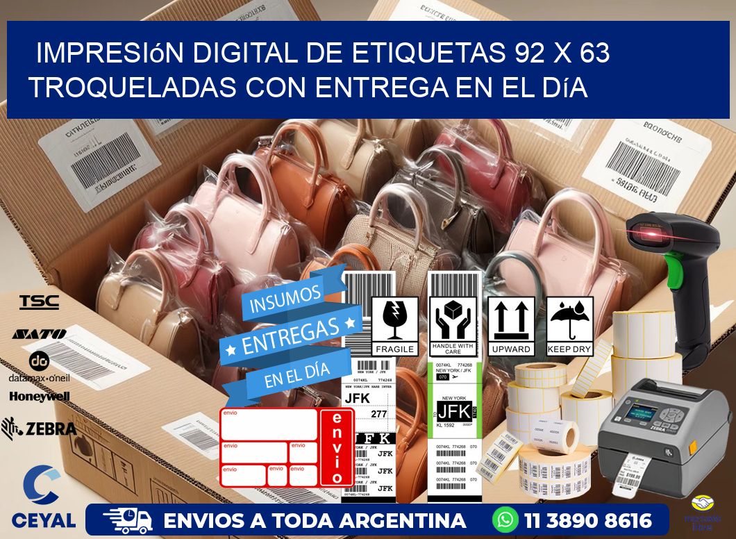 Impresión digital de etiquetas 92 x 63 troqueladas con entrega en el día