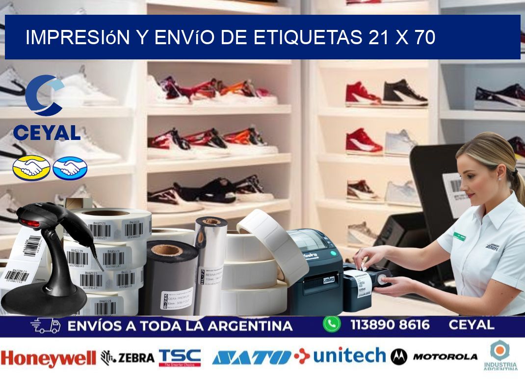 Impresión y envío de etiquetas 21 x 70
