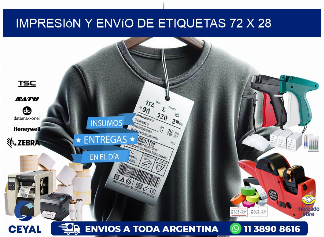 Impresión y envío de etiquetas 72 x 28