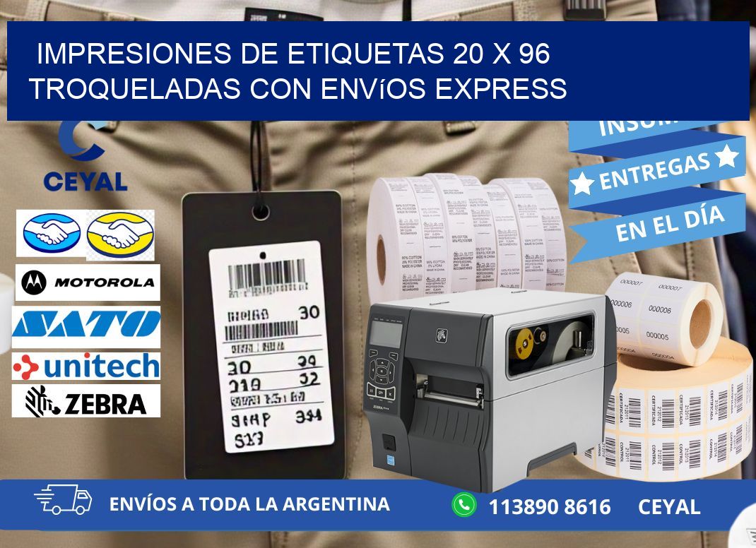 Impresiones de etiquetas 20 x 96 troqueladas con envíos express