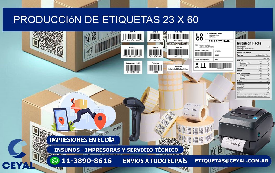 Producción de etiquetas 23 x 60