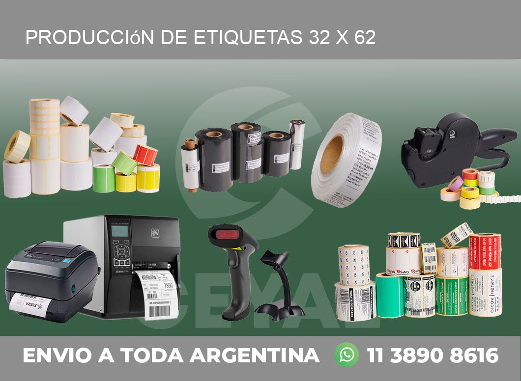 Producción de etiquetas 32 x 62