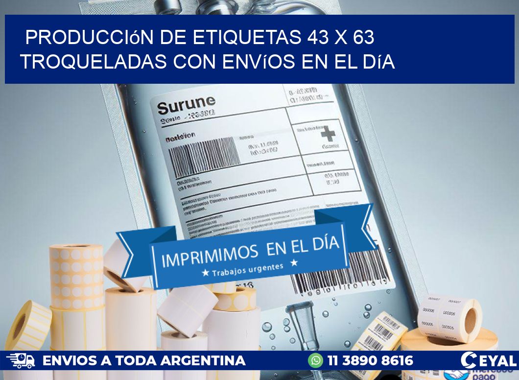 Producción de etiquetas 43 x 63 troqueladas con envíos en el día