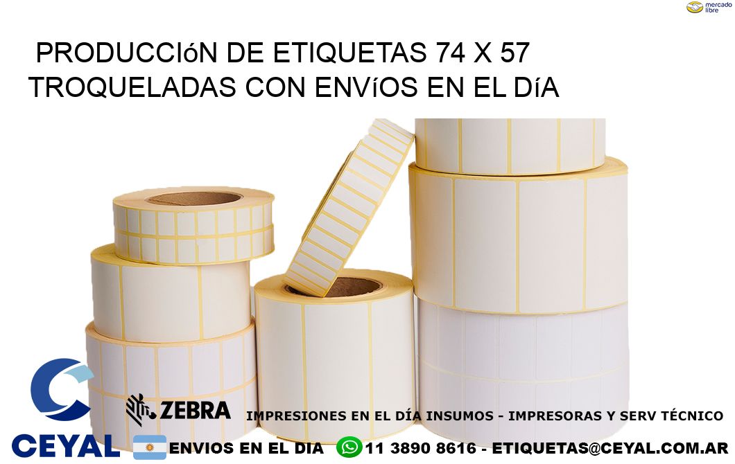 Producción de etiquetas 74 x 57 troqueladas con envíos en el día