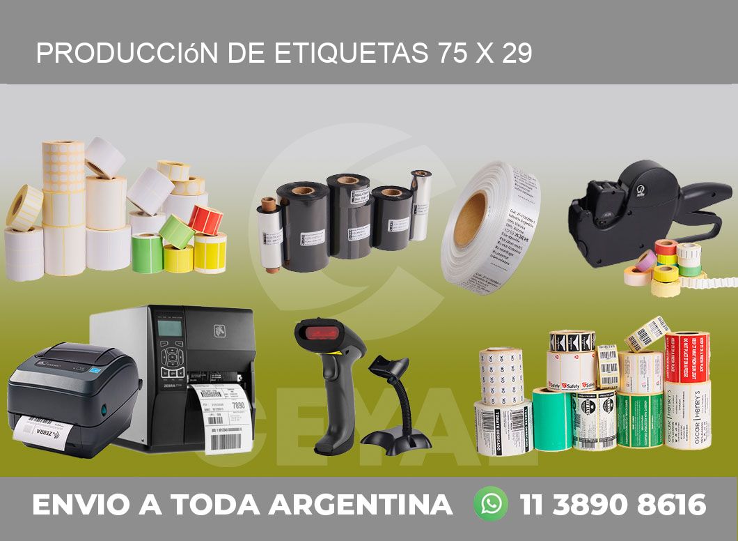 Producción de etiquetas 75 x 29