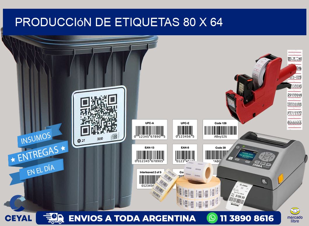 Producción de etiquetas 80 x 64