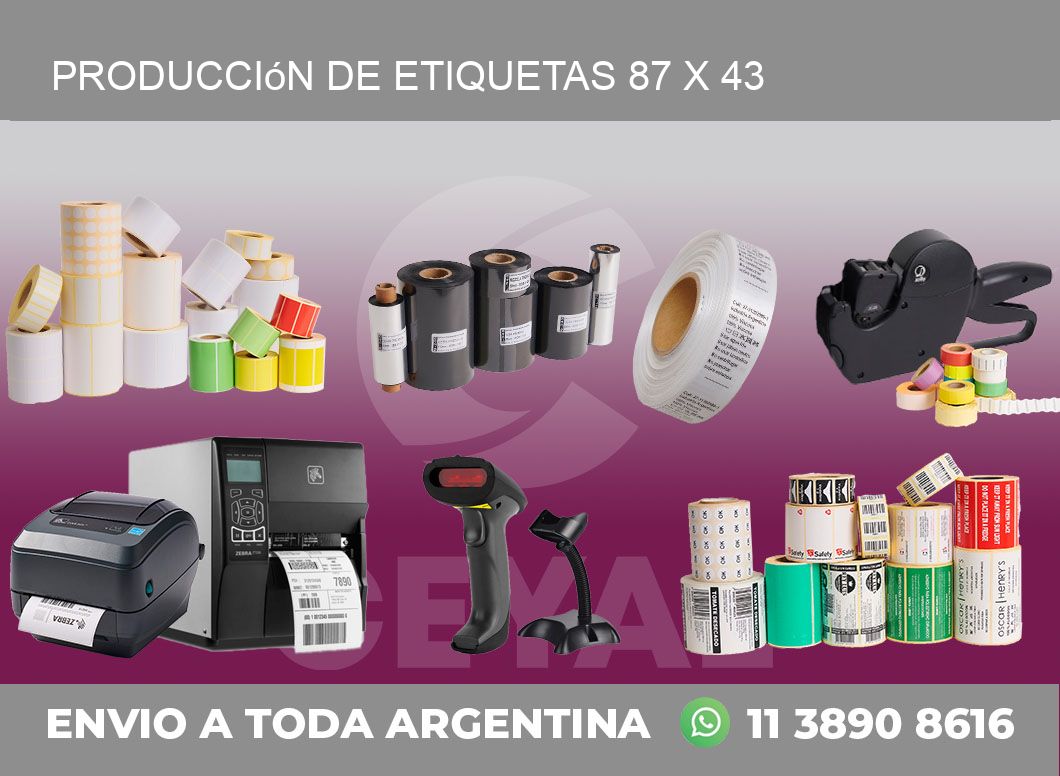 Producción de etiquetas 87 x 43