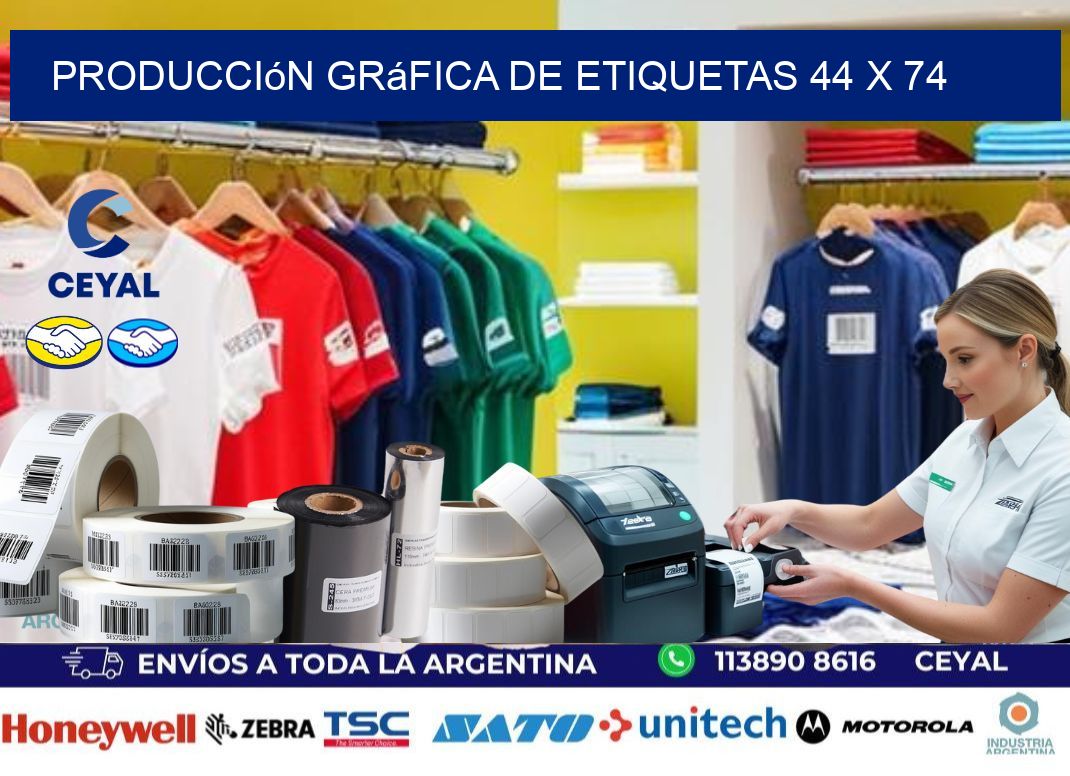 Producción gráfica de etiquetas 44 x 74