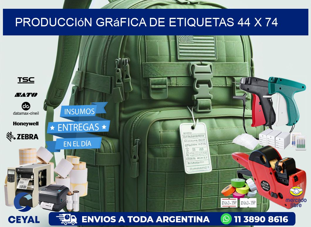Producción gráfica de etiquetas 44 x 74