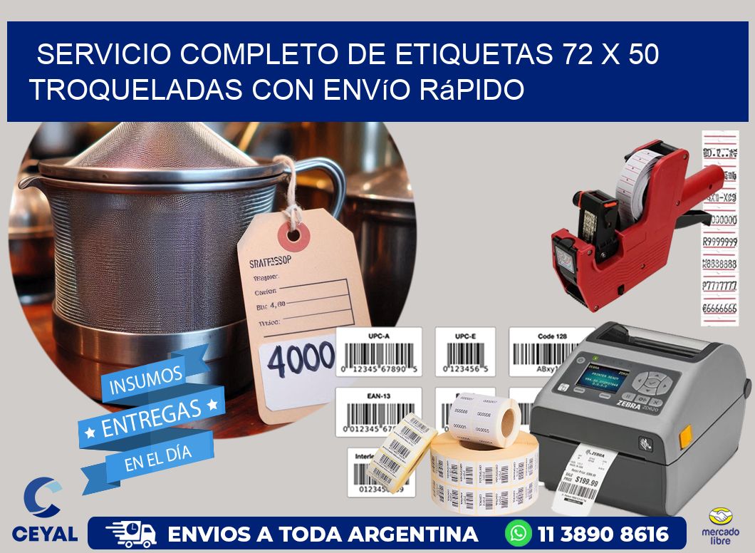 Servicio completo de etiquetas 72 x 50 troqueladas con envío rápido