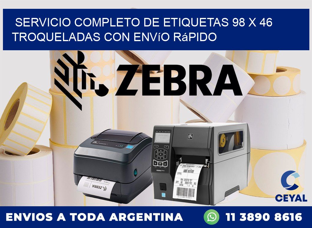 Servicio completo de etiquetas 98 x 46 troqueladas con envío rápido