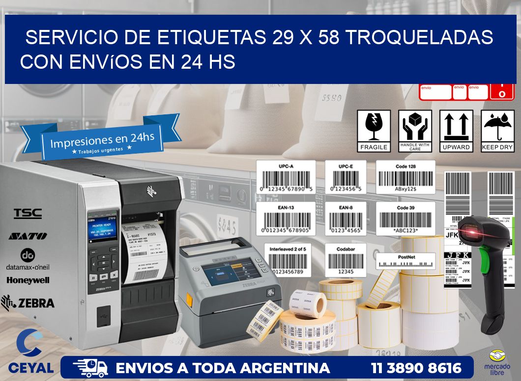 Servicio de etiquetas 29 x 58 troqueladas con envíos en 24 hs