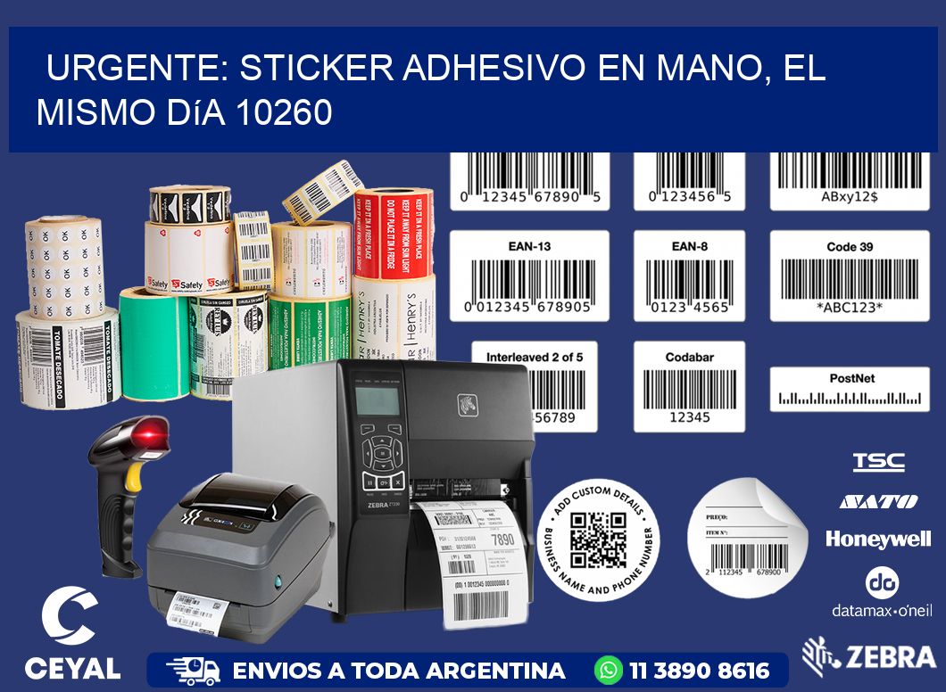 Urgente: Sticker adhesivo en Mano, el Mismo Día 10260
