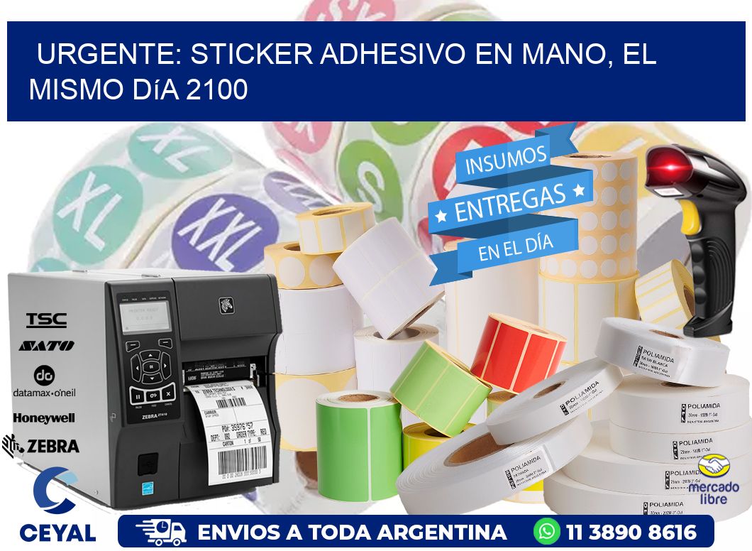Urgente: Sticker adhesivo en Mano, el Mismo Día 2100