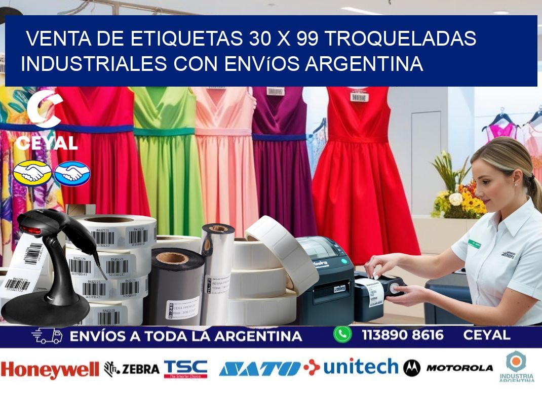 Venta de etiquetas 30 x 99 troqueladas industriales con envíos Argentina