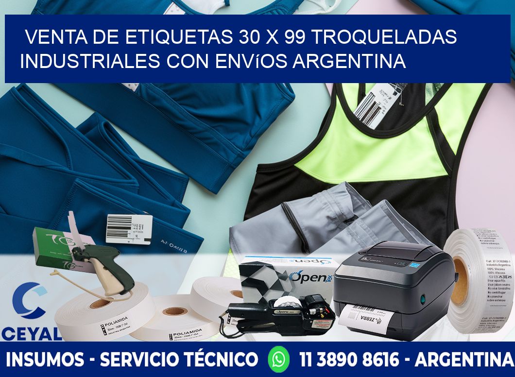 Venta de etiquetas 30 x 99 troqueladas industriales con envíos Argentina