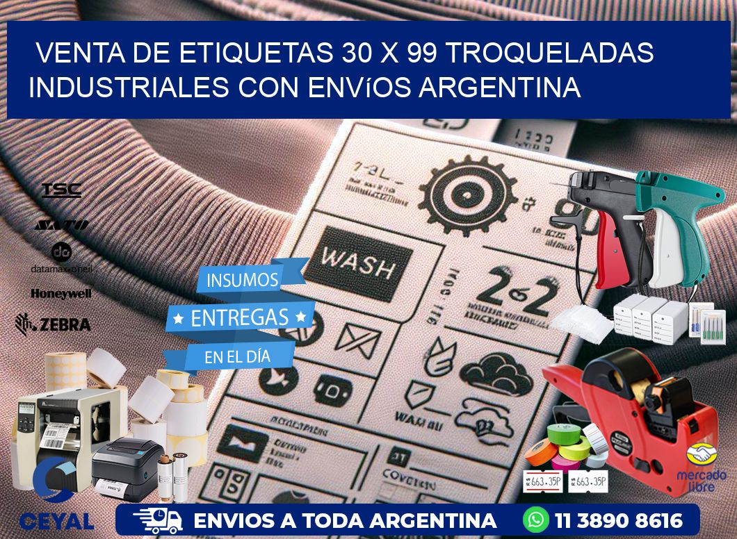 Venta de etiquetas 30 x 99 troqueladas industriales con envíos Argentina