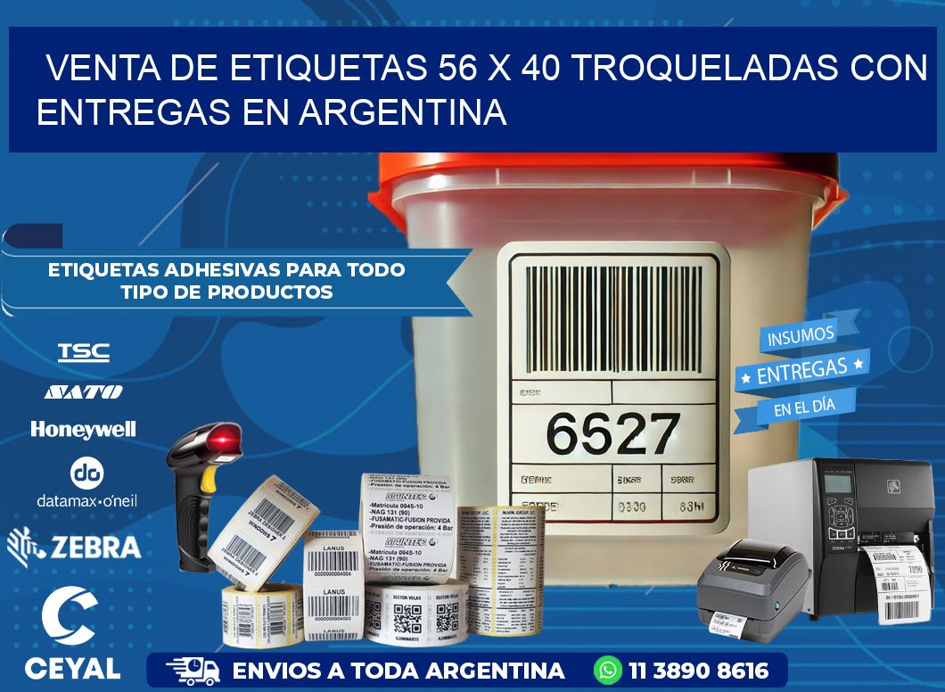 Venta de etiquetas 56 x 40 troqueladas con entregas en Argentina