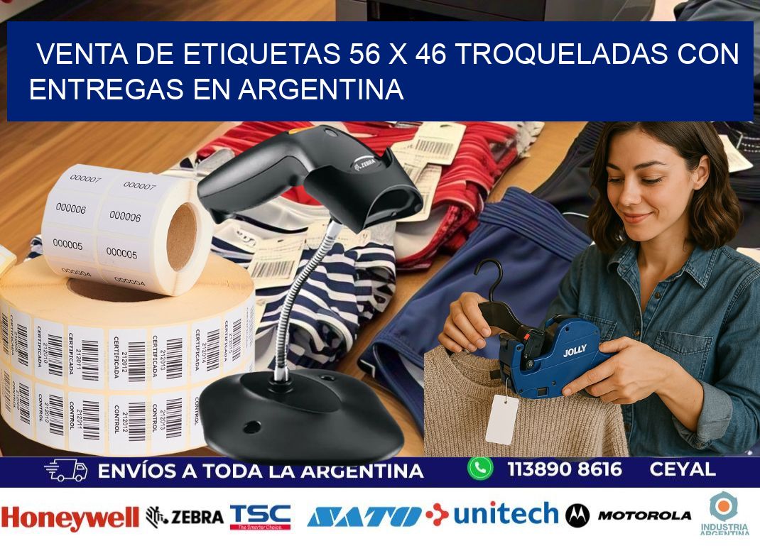 Venta de etiquetas 56 x 46 troqueladas con entregas en Argentina