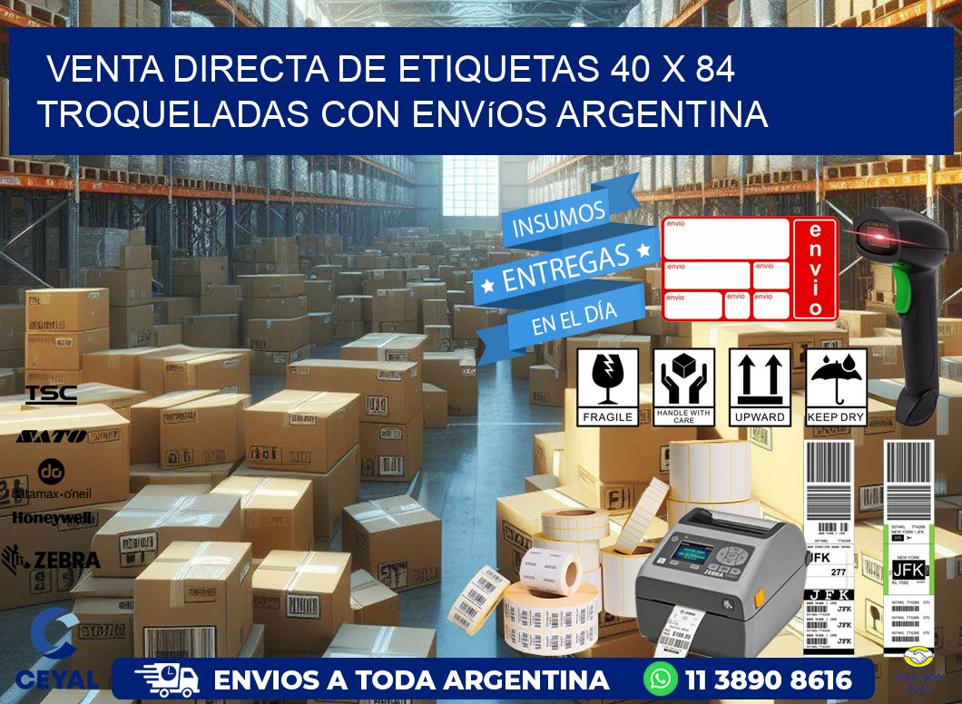 Venta directa de etiquetas 40 x 84 troqueladas con envíos Argentina