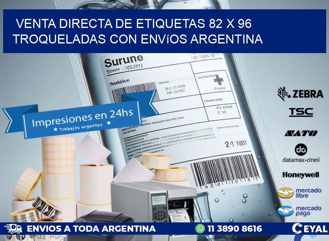 Venta directa de etiquetas 82 x 96 troqueladas con envíos Argentina