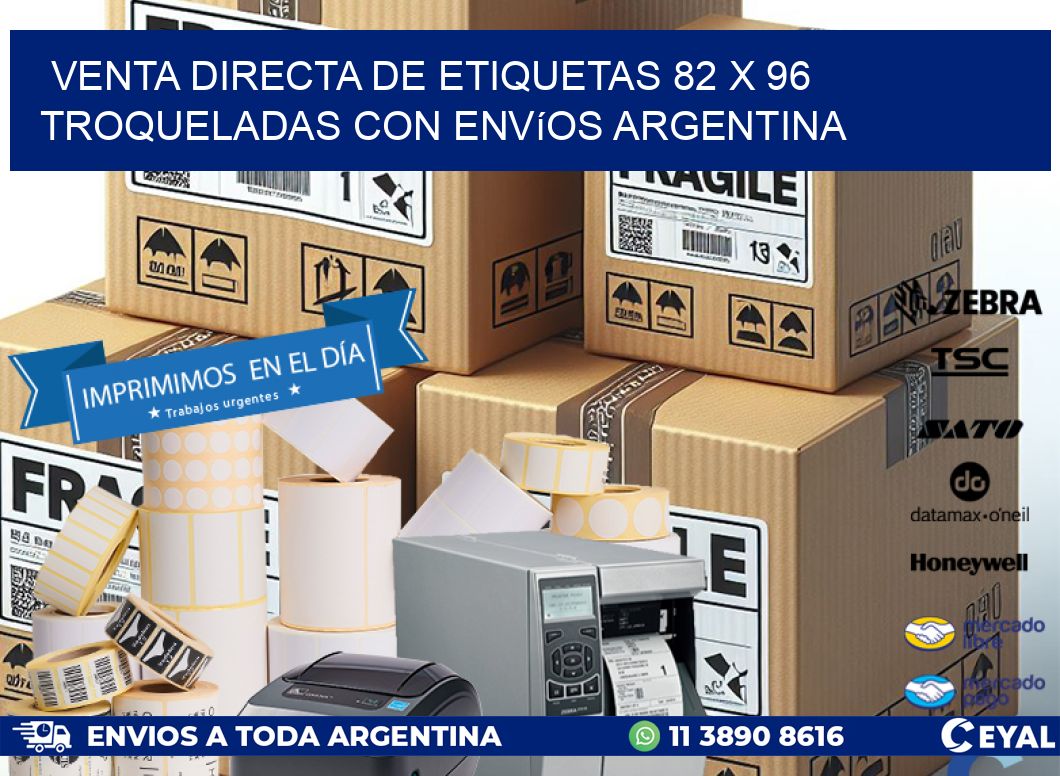 Venta directa de etiquetas 82 x 96 troqueladas con envíos Argentina