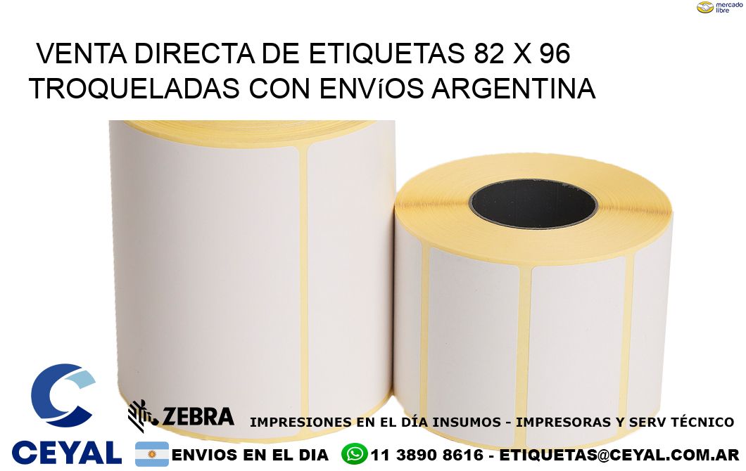 Venta directa de etiquetas 82 x 96 troqueladas con envíos Argentina