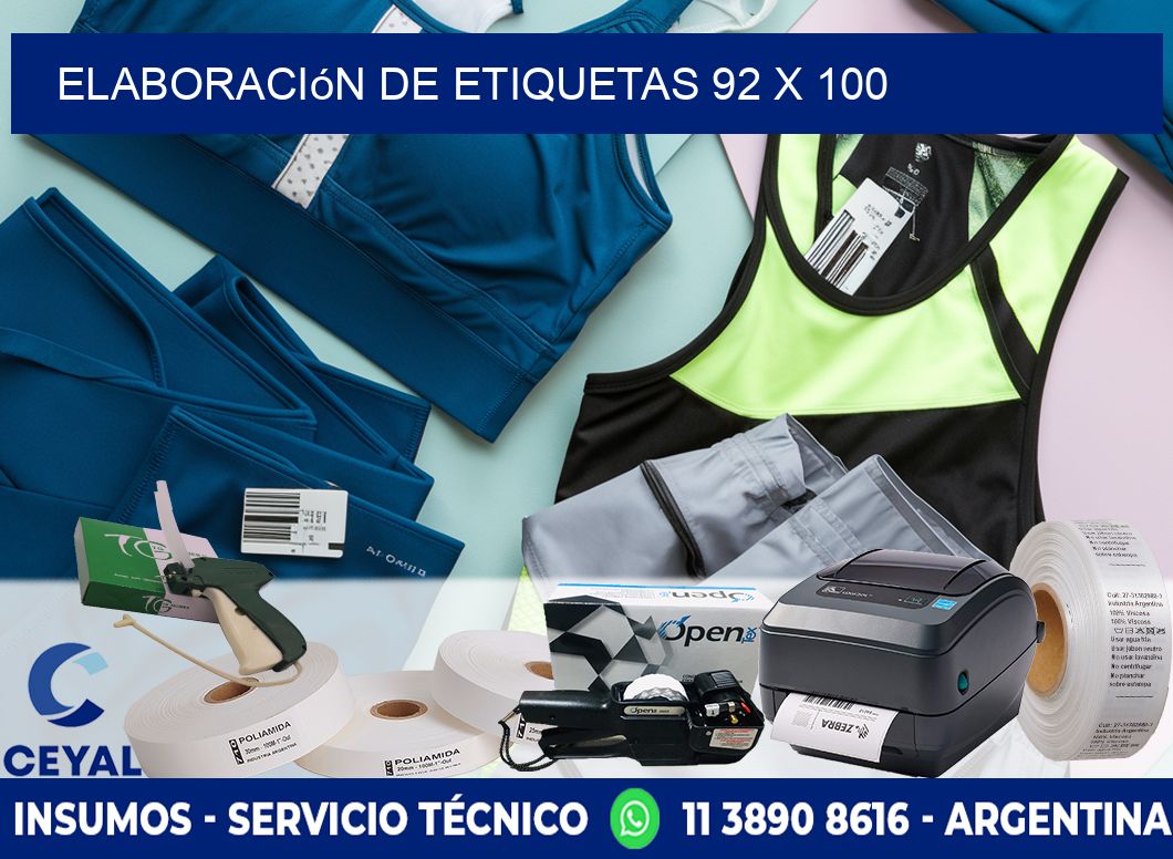 elaboración de etiquetas 92 x 100