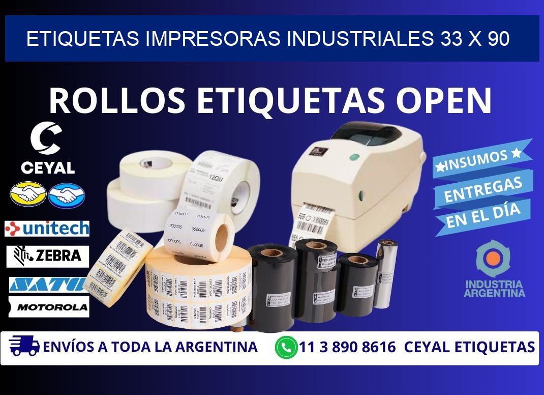 etiquetas impresoras industriales 33 x 90