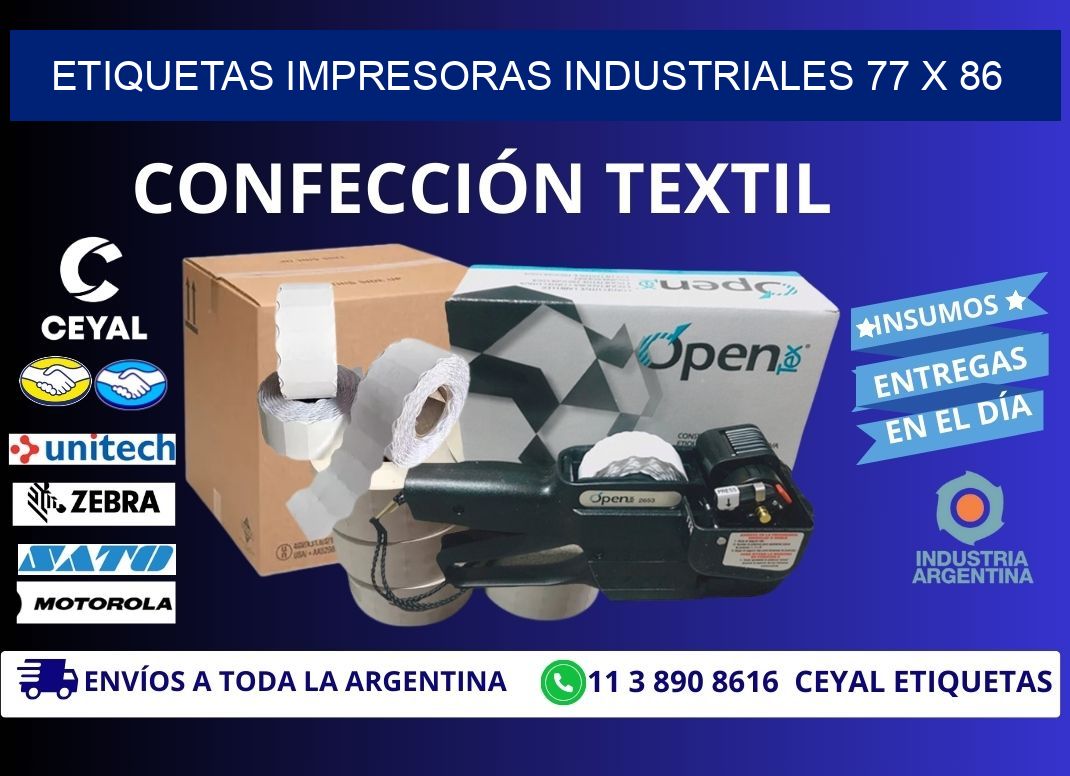 etiquetas impresoras industriales 77 x 86