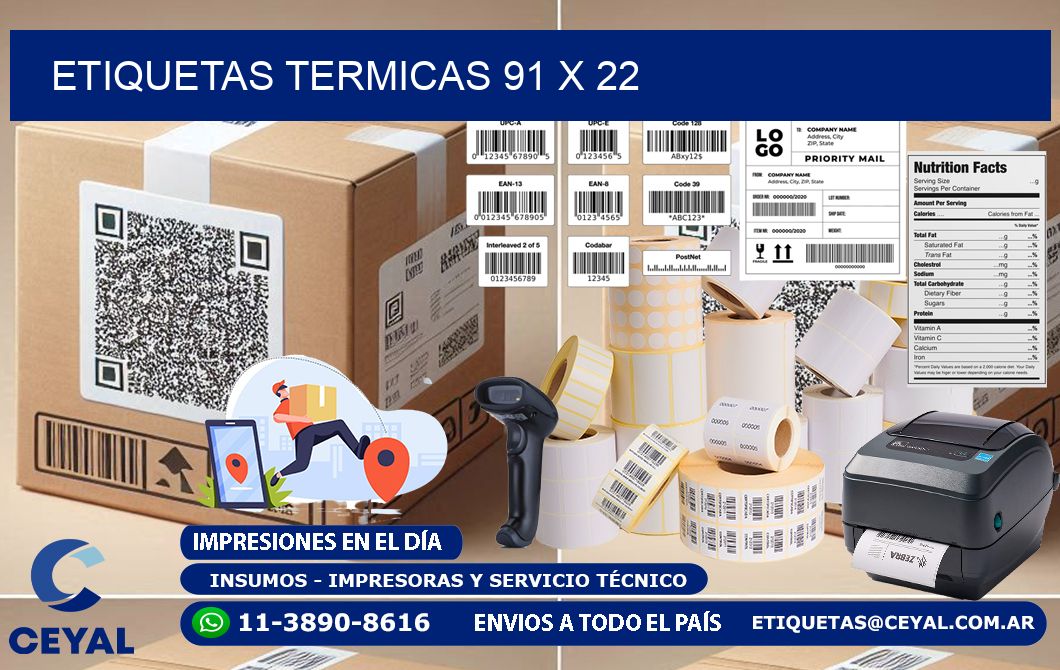 etiquetas termicas 91 x 22