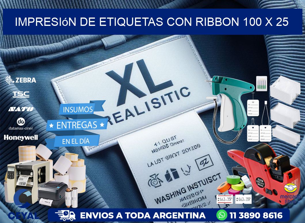 impresión de etiquetas con ribbon 100 x 25