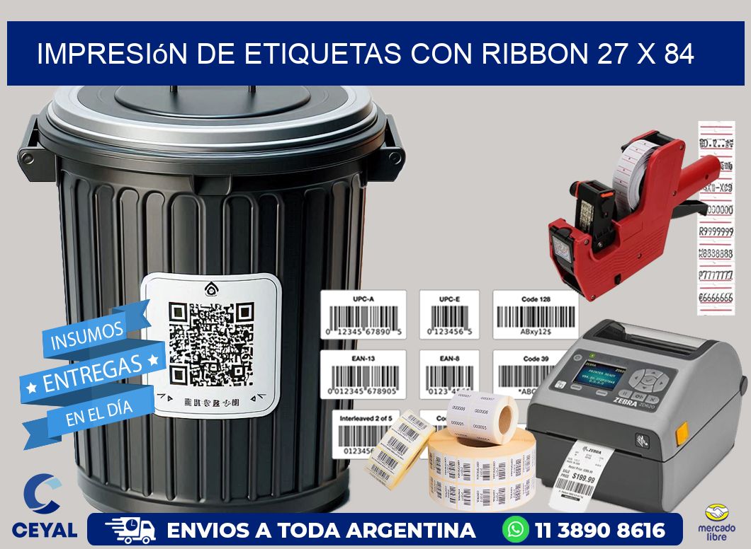 impresión de etiquetas con ribbon 27 x 84