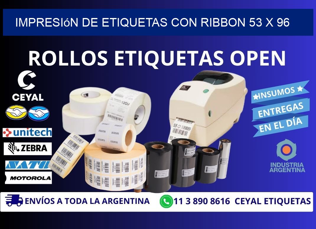impresión de etiquetas con ribbon 53 x 96